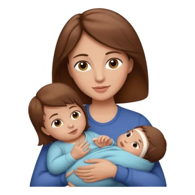 Mother holding infant brown hair fair skin sticker