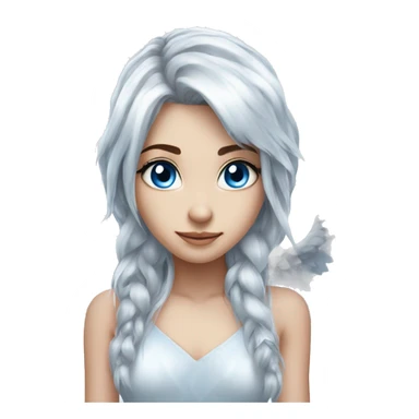 big wings, silver, feather, icy ,snowflake, Beautiful, fairy, long hair, blue eyes sticker