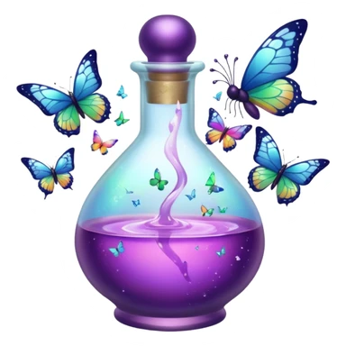Potion bottle bursting into butterflies mid-sip sticker