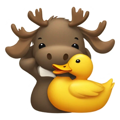 A moose hugging a duck sticker