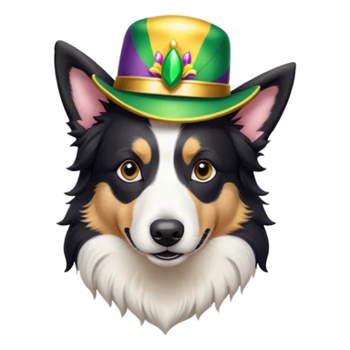 Mardi Grass Black white border collie hat sticker