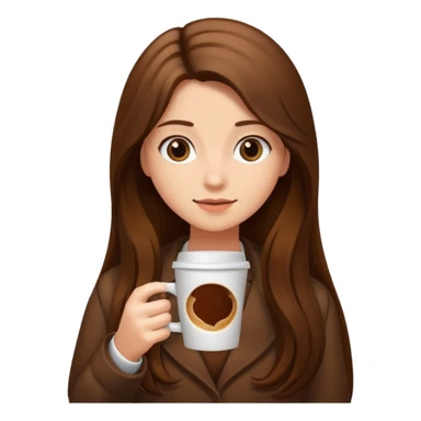 Brown long haired girl with coffee sticker