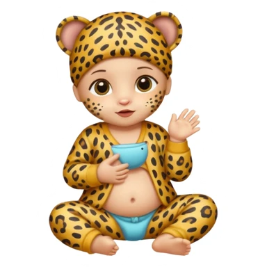 human baby with leopard patterned clothes sticker