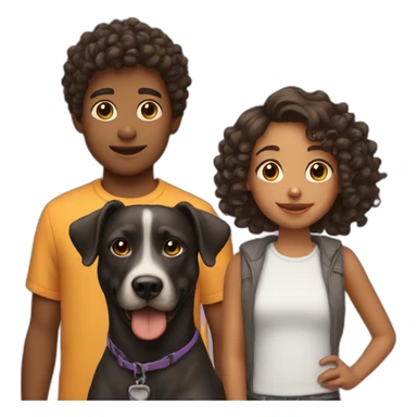 boy with girl with curly dog sticker