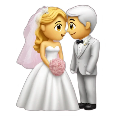 Just married in love kiss sticker
