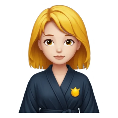 cute and sexy girl with bright yellow-brown hair in a dark sky pallete robe sticker