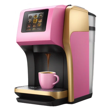 Realistic pink and gold keurig coffee maker machine. sticker