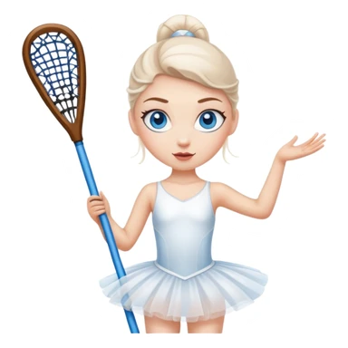 White Ballerina playing lacrosse with blue eyes  sticker