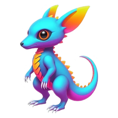 futuristic lush warm-colored neon-colored Fakémon-Trico-creature (full body) sticker
