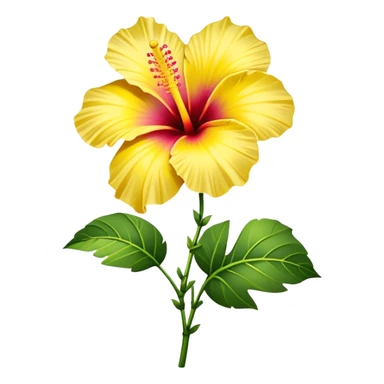single yellow Hawaiian hibiscus, straight stem sticker