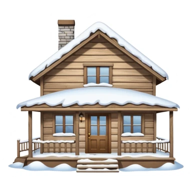 small house viewed directly from the front, with lots of snow.
The viewing angle must be directly towards the front door sticker