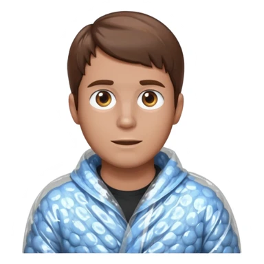 Brown haired man wrapped in bubble wrap sticker