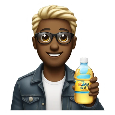 cool guy with sunglassesj holding a bottle of baby oil sticker