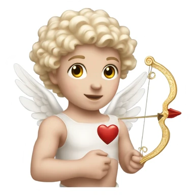 Realistic pale Cupid holding his heart bow sticker