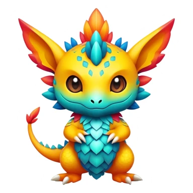 Exotic colorful chibi Fakémon-creature sticker