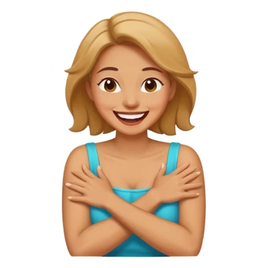 Woman with arms crossed over neck laughing sticker