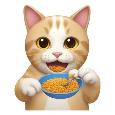 Cat eating cat food sticker