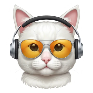 white cat with sunglasses and headphone sticker