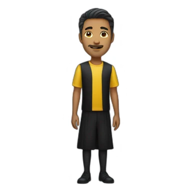 A guy with a long black and yellow dress sticker