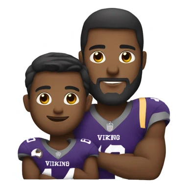 dad and son with minnesota viking helme sticker