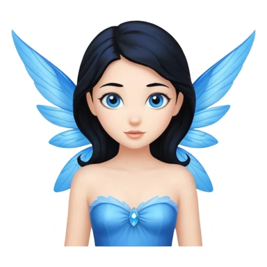 Flying blue fairy with black hair and blue eyes sticker