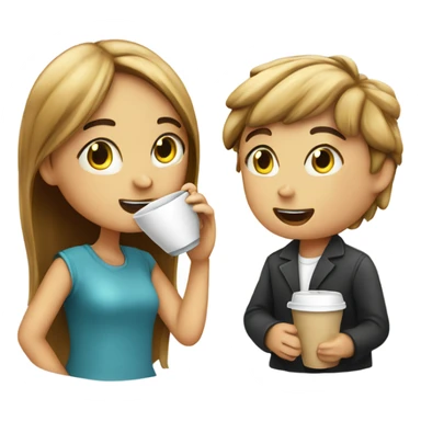 Boy and girl talking on the phone having a coffee ￼ sticker