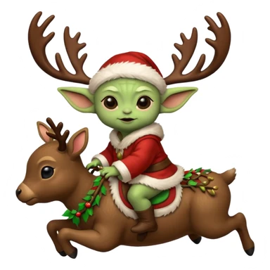 baby yoda rriding eindeer christmas sticker