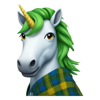 Scottish Unicorn wearing a green, blue, and yellow tartan kilt  sticker