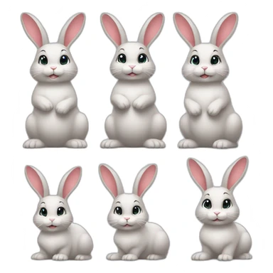 Group of 9 different bunnies sticker