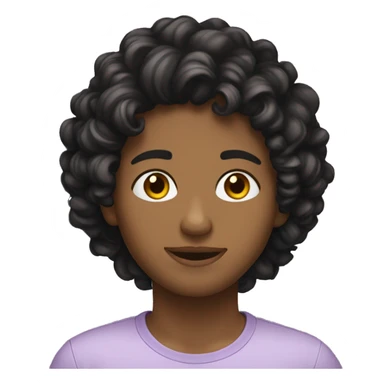 Hispanic emoji with hazel eyes black loose curly hair reading sticker