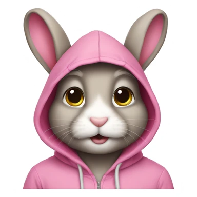 a bunny with a pink hoodie sticker