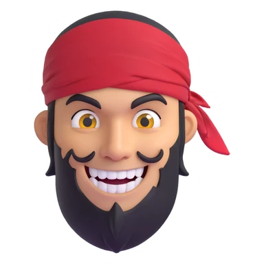 pirate with a smirk, red bandana, gold tooth, sly expression, 3d emoji style sticker