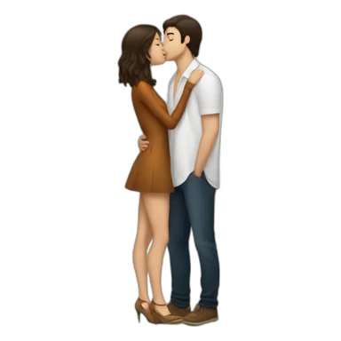 brune petite kiss a white tall guy sticker