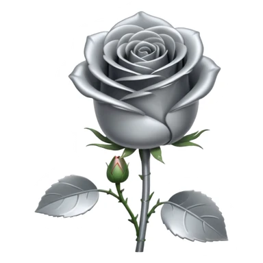 gray metal chrome rose, without green leaves, just flower sticker