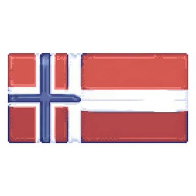 Make the flag of Norway larger, with a bold and clear rectangular shape. Emphasize the red, white, and blue colors in a minimal pixel art style, with no background. sticker