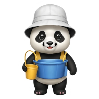 panda with bucket hat, full body sticker