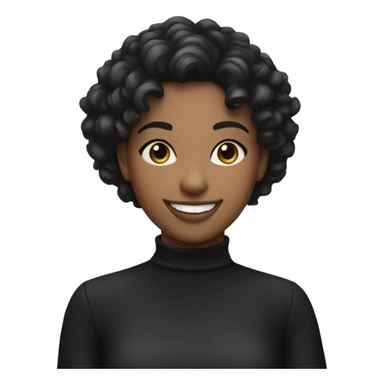 smiling girl in black gloves short curry haircut sticker