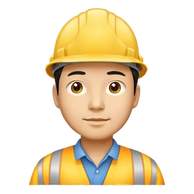 Man of Chinese appearance wearing a yellow construction hat sticker