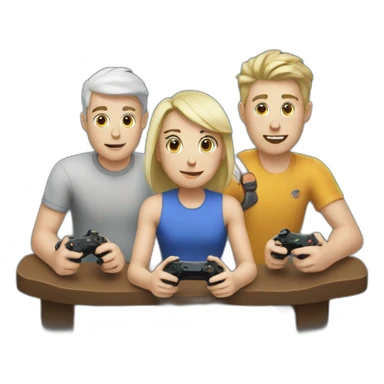 Three white buddies playing video games sticker