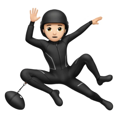 Kitermanc traje neopreno negro y casco negro, haciendo un down loop sticker