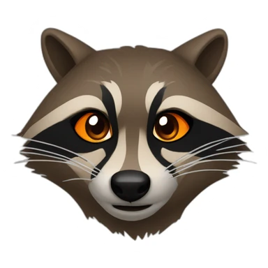brown raccoon with orange eyes and a dark green hood that is crying sticker