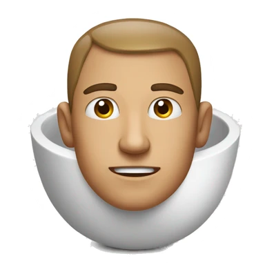 A MAN'S HEAD COMING OUT OF A WHITE BOWL sticker