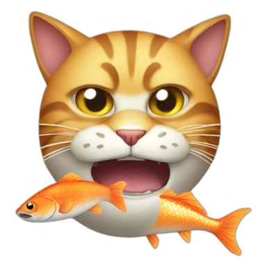 angry cat eating fish sticker
