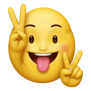 A yellow emoji face sticking it’s tongue between it’s fingers making a peace sign sticker