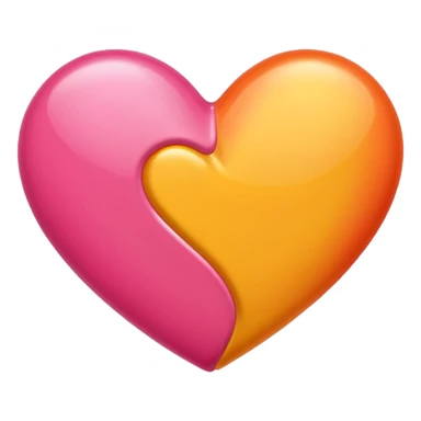 red-orange, yellow and bubblegum pink flaming heart, iPhone emoji style, transparent background, with shine sticker