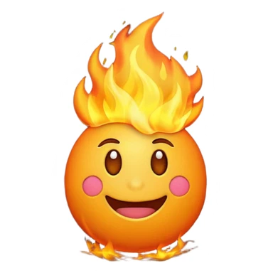 Make a 3d emoji of t with fire sticker