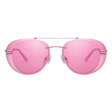 Y2K style rimless pink sunglasses, futuristic design, no frame, early 2000s fashion sticker