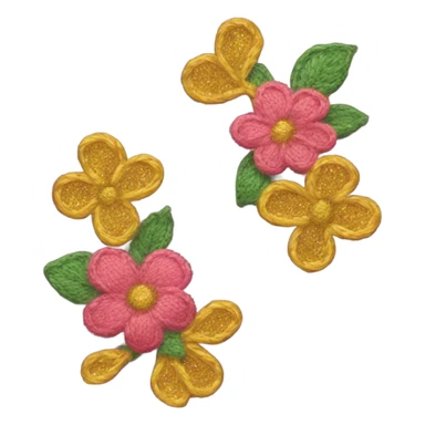 Knit scarf with floral glittery design sticker