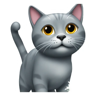 Gray cat made of Chrome looking up into a christmas tree very happy sticker