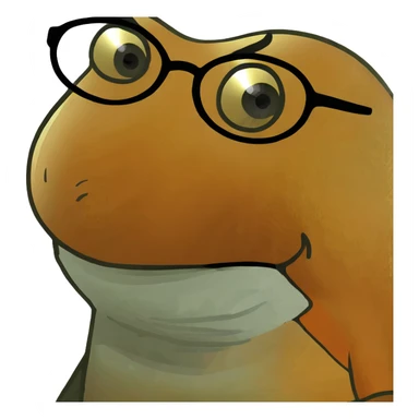 Funny goldfish character with round glasses and silly expression sticker